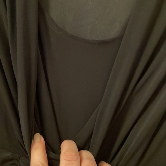 Jersey v-neck cap sleeve dress with ruched waist, a-line skirt - Picture 4 of 6